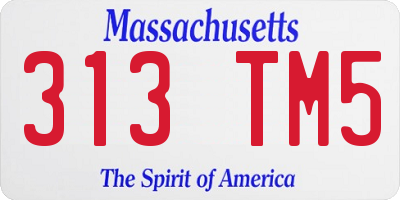 MA license plate 313TM5