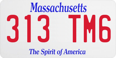 MA license plate 313TM6