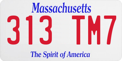 MA license plate 313TM7