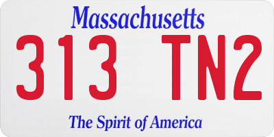 MA license plate 313TN2