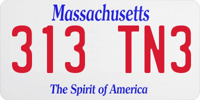 MA license plate 313TN3