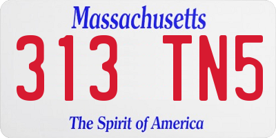 MA license plate 313TN5