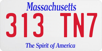 MA license plate 313TN7