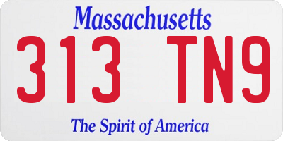 MA license plate 313TN9