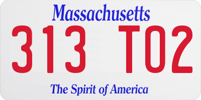 MA license plate 313TO2