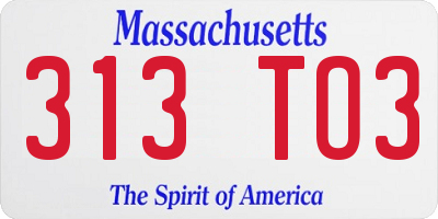 MA license plate 313TO3