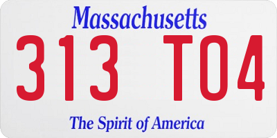 MA license plate 313TO4