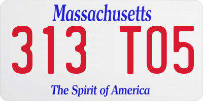 MA license plate 313TO5