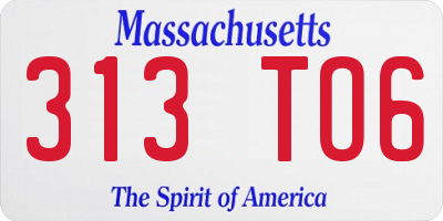 MA license plate 313TO6