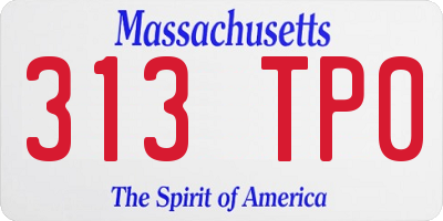 MA license plate 313TP0