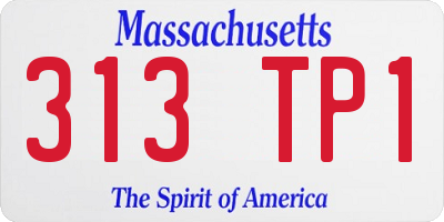 MA license plate 313TP1