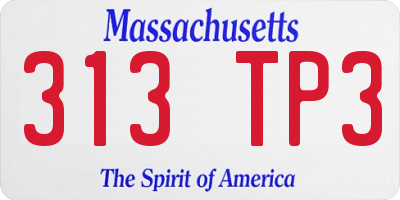 MA license plate 313TP3