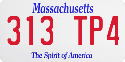 MA license plate 313TP4