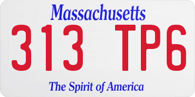 MA license plate 313TP6