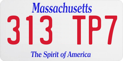 MA license plate 313TP7