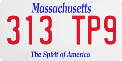 MA license plate 313TP9