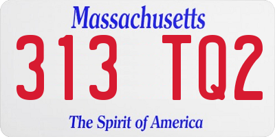 MA license plate 313TQ2