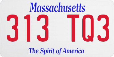 MA license plate 313TQ3