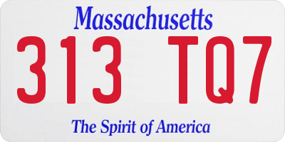 MA license plate 313TQ7