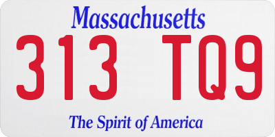 MA license plate 313TQ9