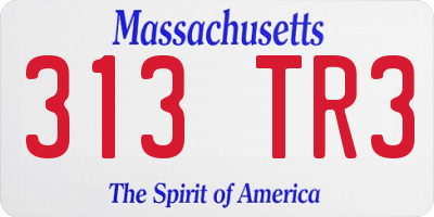 MA license plate 313TR3