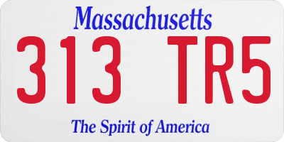 MA license plate 313TR5
