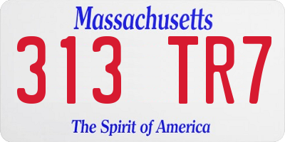 MA license plate 313TR7