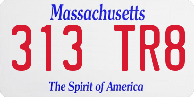 MA license plate 313TR8