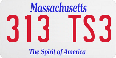 MA license plate 313TS3