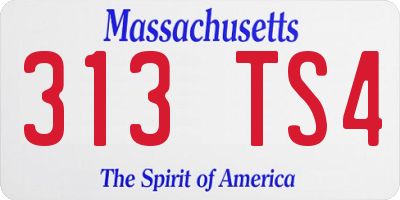 MA license plate 313TS4