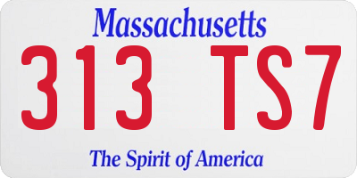 MA license plate 313TS7