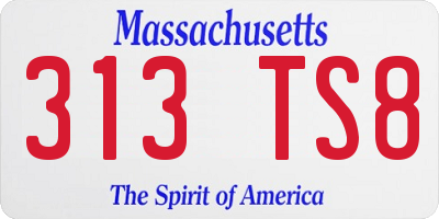 MA license plate 313TS8