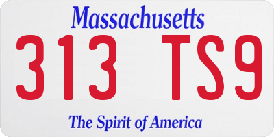 MA license plate 313TS9