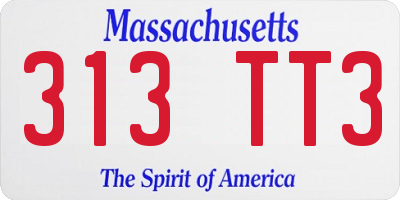 MA license plate 313TT3