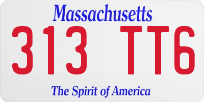 MA license plate 313TT6