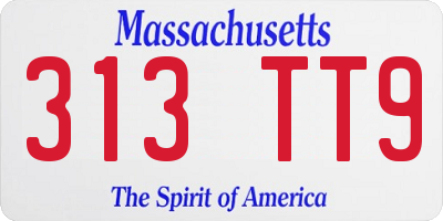 MA license plate 313TT9