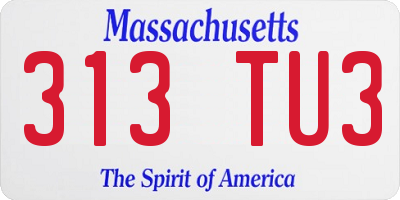 MA license plate 313TU3