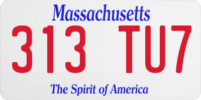 MA license plate 313TU7