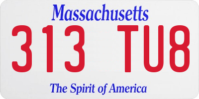 MA license plate 313TU8