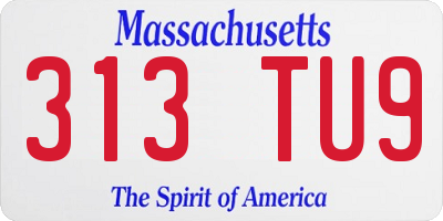 MA license plate 313TU9