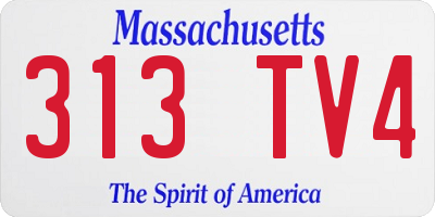 MA license plate 313TV4