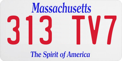 MA license plate 313TV7
