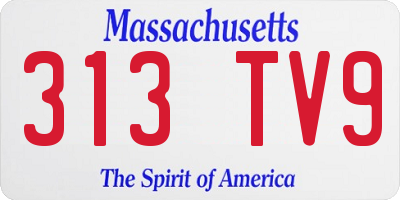 MA license plate 313TV9
