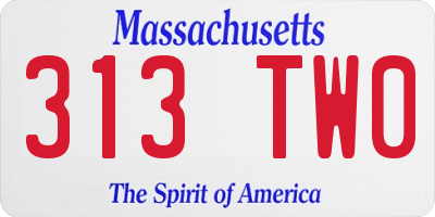 MA license plate 313TW0