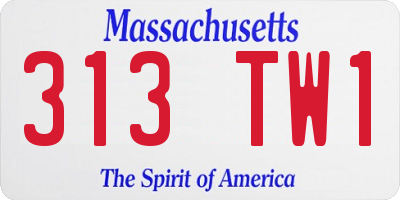 MA license plate 313TW1