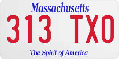 MA license plate 313TX0