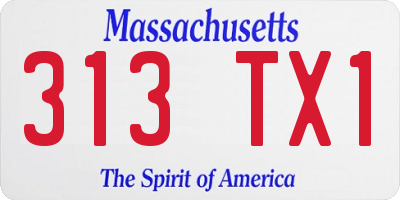 MA license plate 313TX1