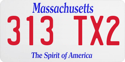 MA license plate 313TX2