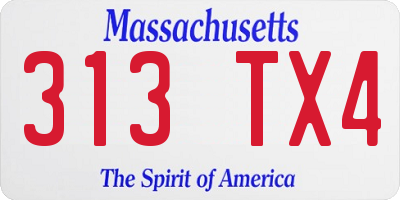 MA license plate 313TX4