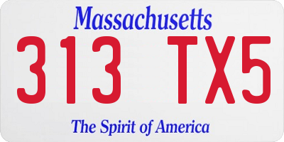MA license plate 313TX5